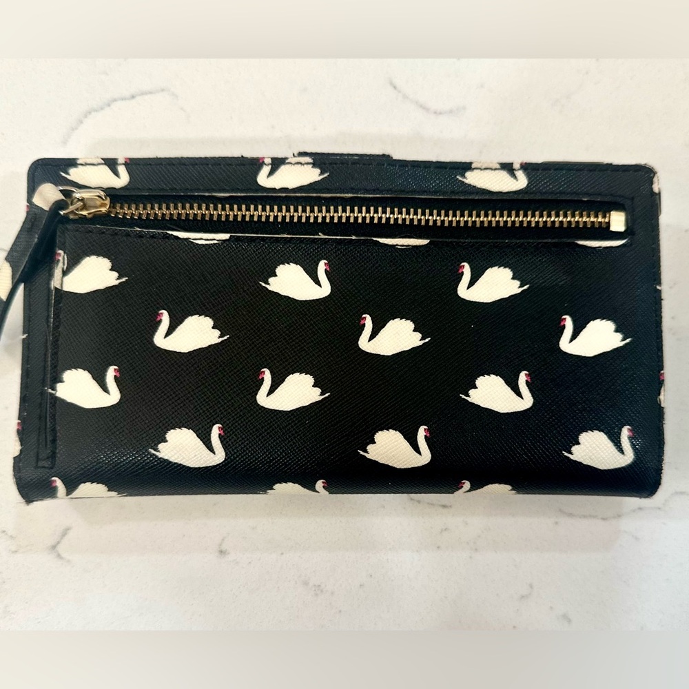 Kate Spade Black Wallet with Swan Design - Picture 5 of 9